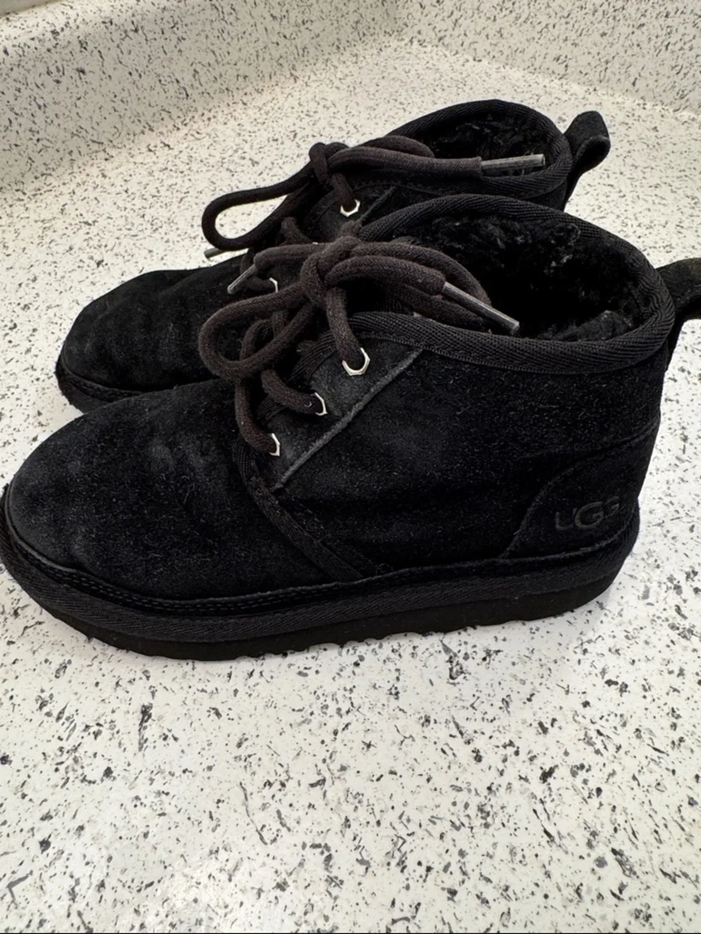 UGG Black Shearling-Lined Lace-Up Ankle Boot